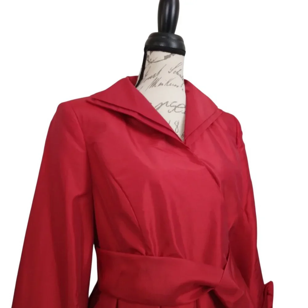 Nubiano | "Church Dress" Red Wrap Dress Belted | Size 12 - Picture 2 of 14